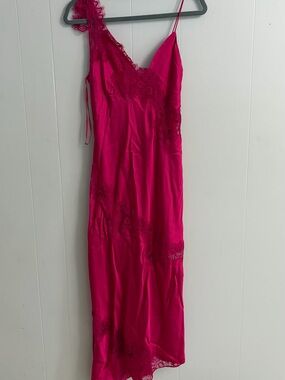 A.L.C. Asymmetrical Silk Slip Dress in Fuchsia